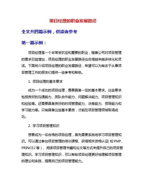 项目经理的职业发展路径
