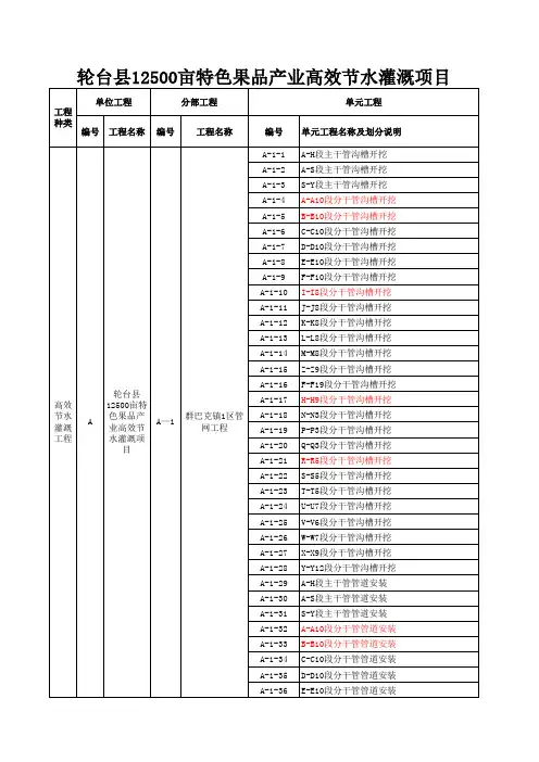 滴灌工程项目划分