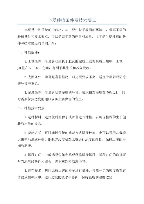 半夏种植条件及技术要点