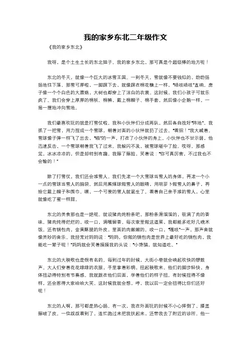 我的家乡东北二年级作文
