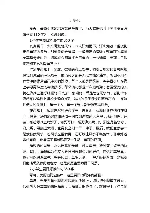 小学生夏日海滩作文350字