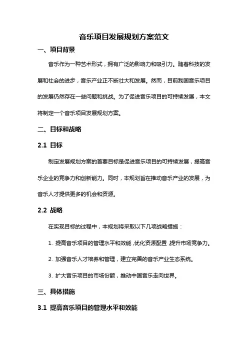 音乐项目发展规划方案范文