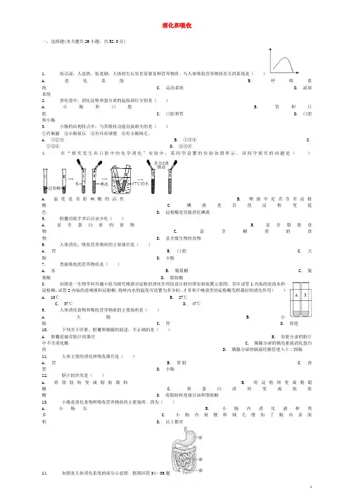 七年级生物下册 4.2.2消化和吸收同步练习 (新版)新人教版