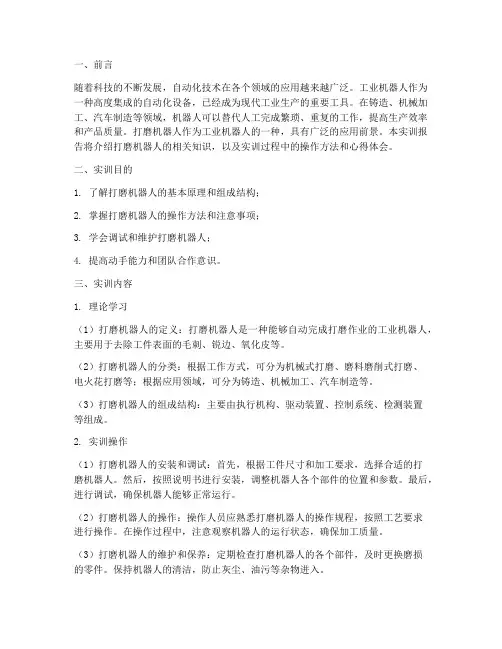 打磨机器人的实训报告