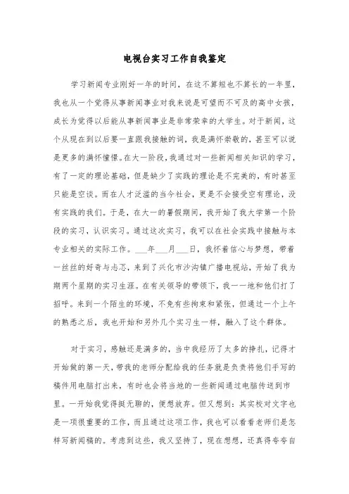 电视台实习工作自我鉴定（五篇）