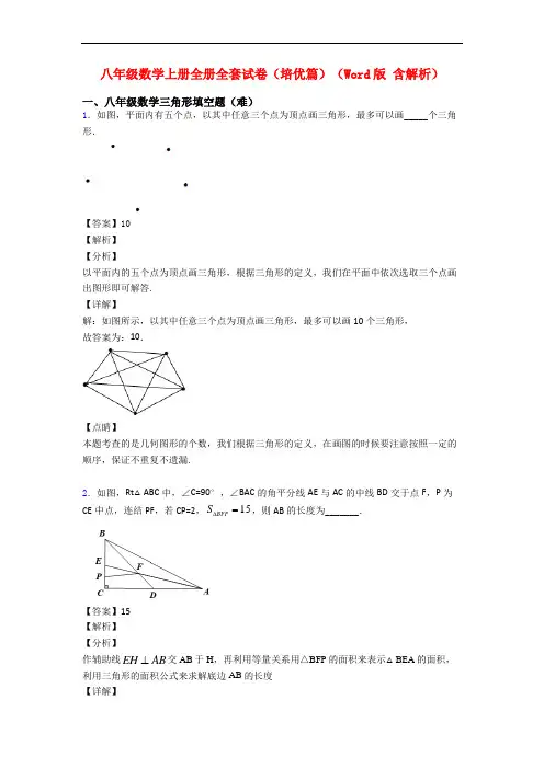 八年级数学上册全册全套试卷(培优篇)(Word版 含解析)