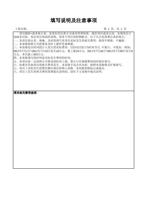 项目跟踪-成本统计表11