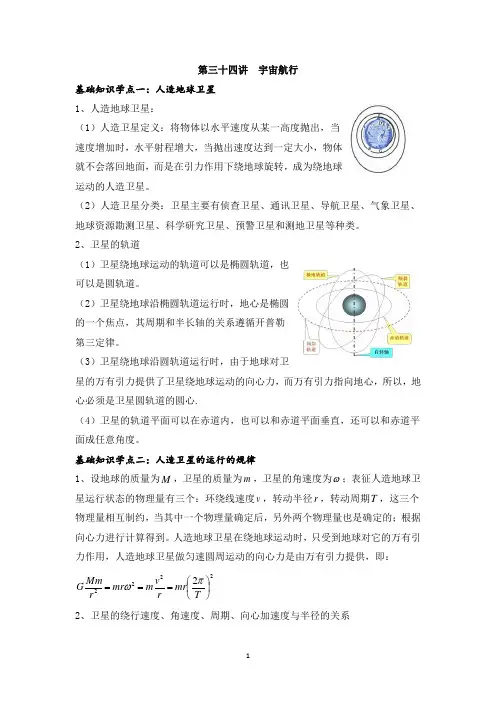 高中物理双基学法系列 第三十四讲 宇宙航行