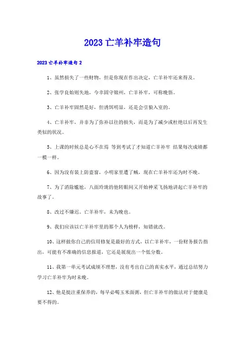 2023亡羊补牢造句