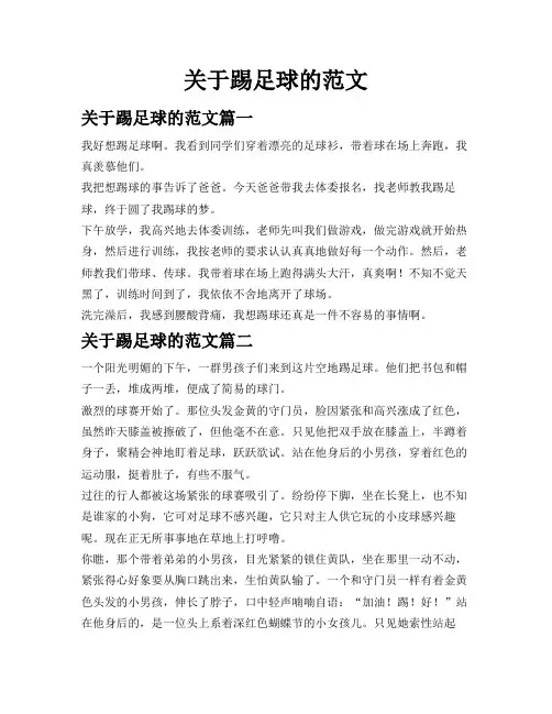 关于踢足球的范文