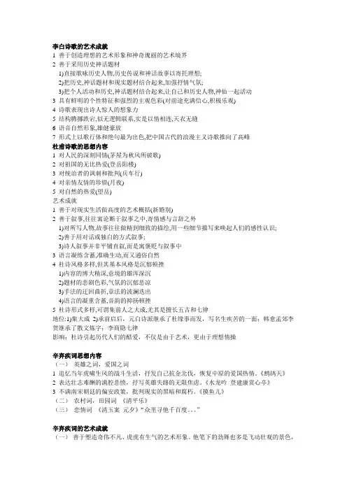 中国古代文学史李白杜甫笔记-精华