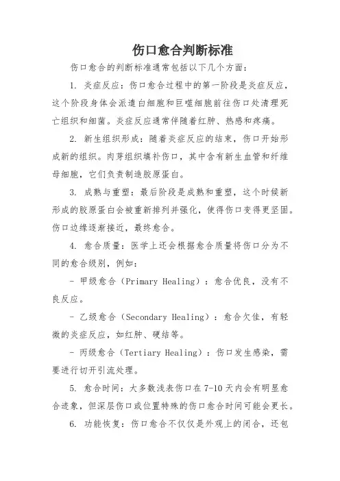 伤口愈合判断标准