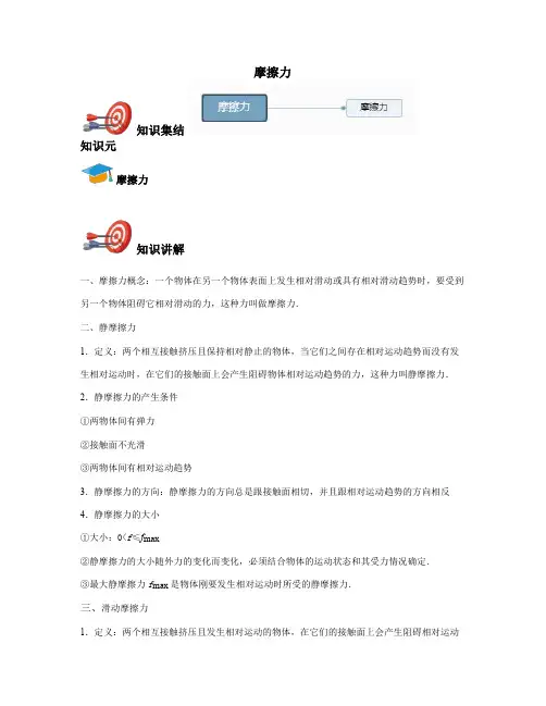 高中物理必修一-摩擦力