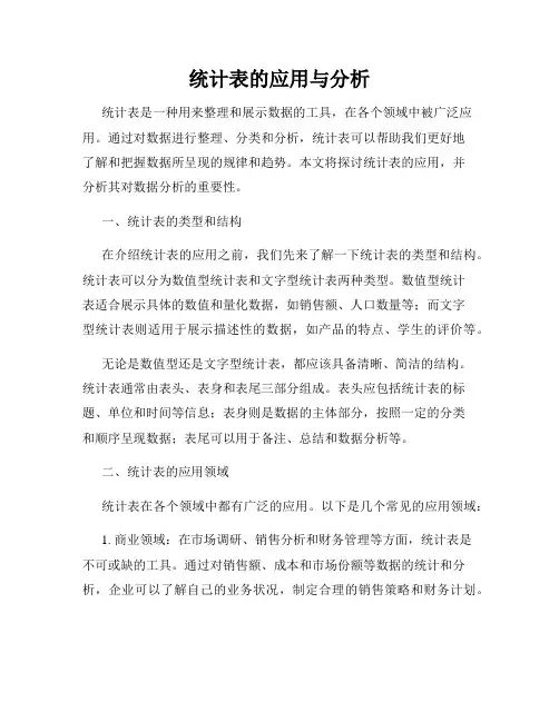 统计表的应用与分析