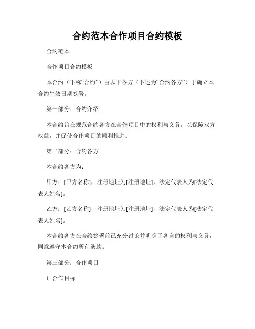 合约范本合作项目合约模板