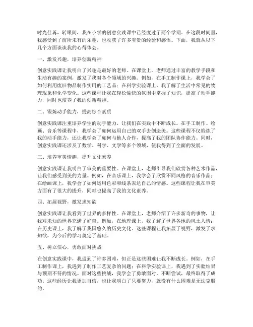 小学创意实践课心得体会