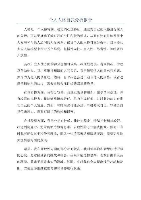 个人人格自我分析报告