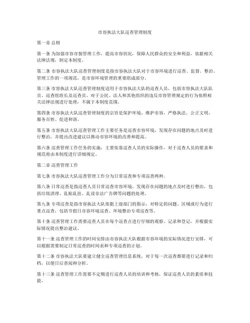 市容执法大队巡查管理制度
