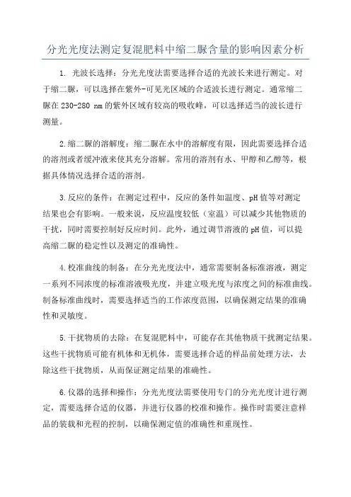 分光光度法测定复混肥料中缩二脲含量的影响因素分析