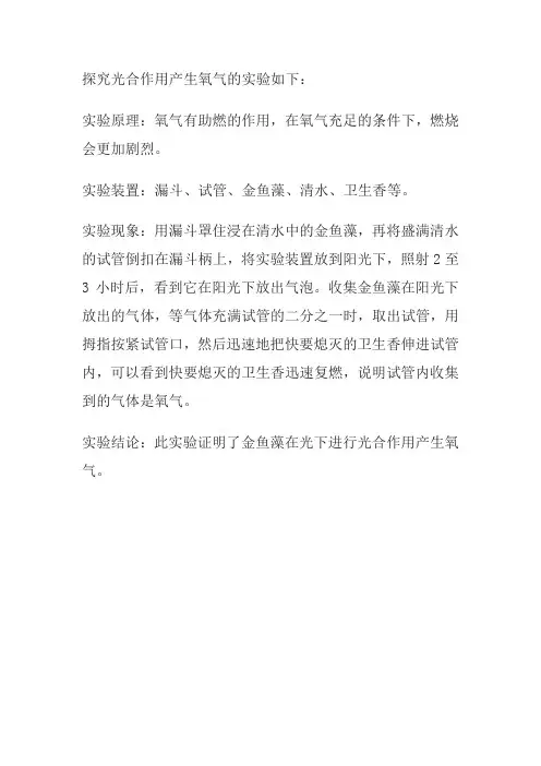 探究光合作用产生氧气的实验