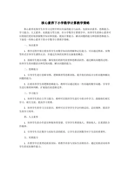 核心素养下小学数学计算教学策略