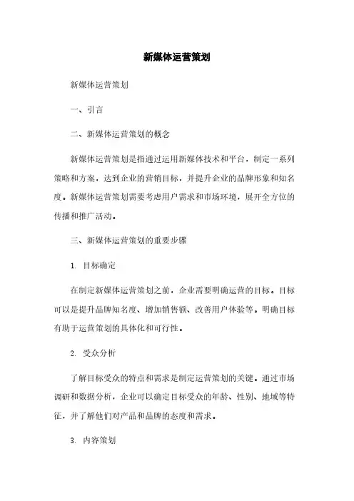 新媒体运营策划