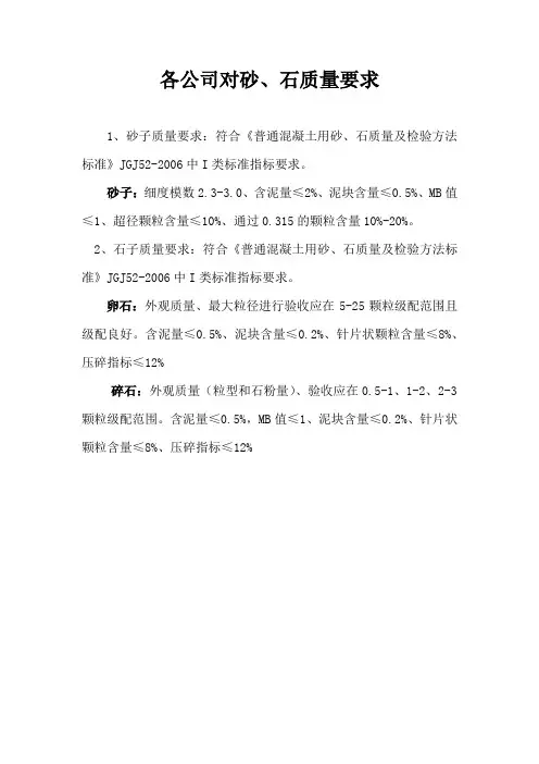 搅拌站对砂、石验收标准及质量要求