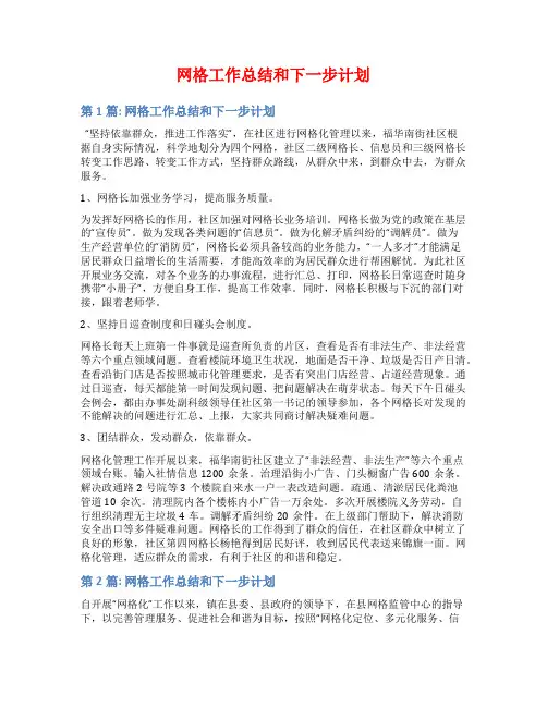 网格工作总结和下一步计划