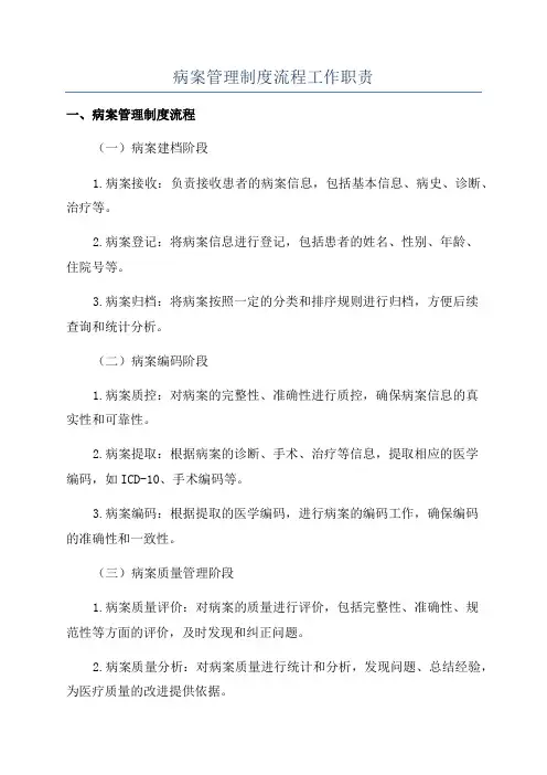 病案管理制度流程工作职责