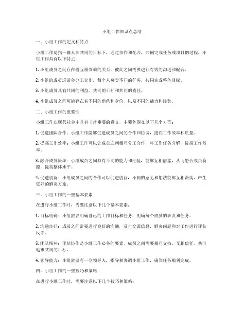 小组工作知识点总结