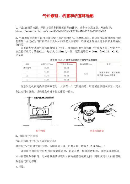 气缸修理-活塞和活塞环的选配