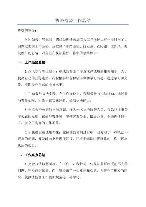执法监督工作总结