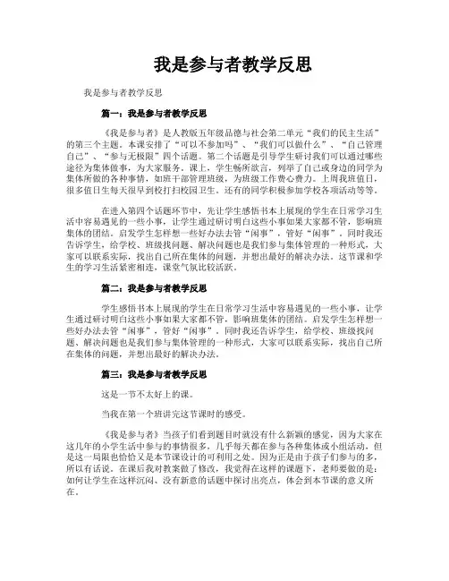 我是参与者教学反思