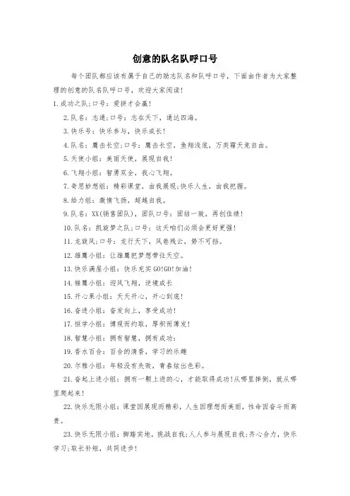 创意的队名队呼口号
