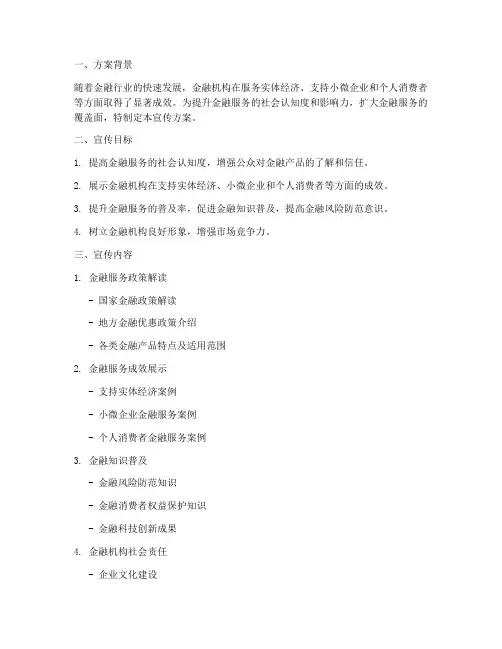 金融服务成效宣传方案模板