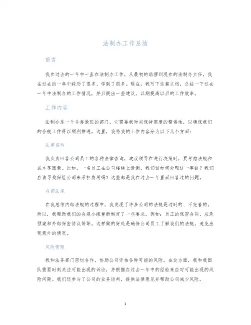法制办工作总结