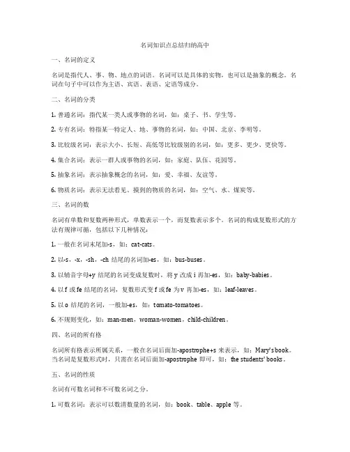 名词知识点总结归纳高中