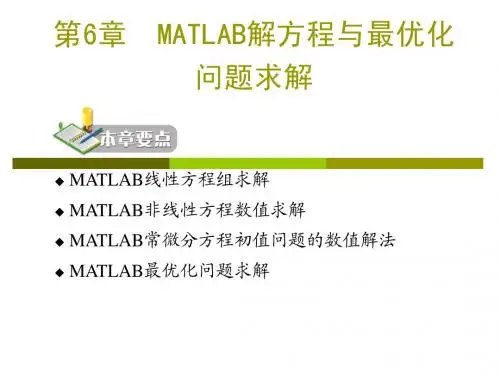第6章  MATLAB解方程与最优化问题求解