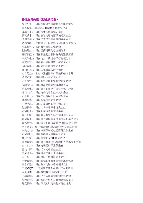 行业龙头