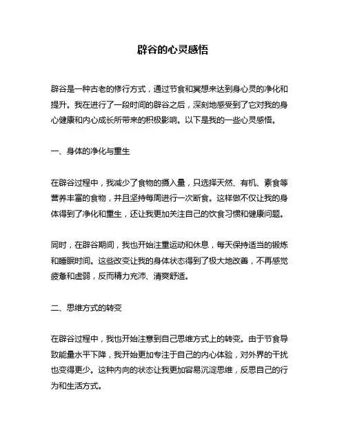辟谷的心灵感悟