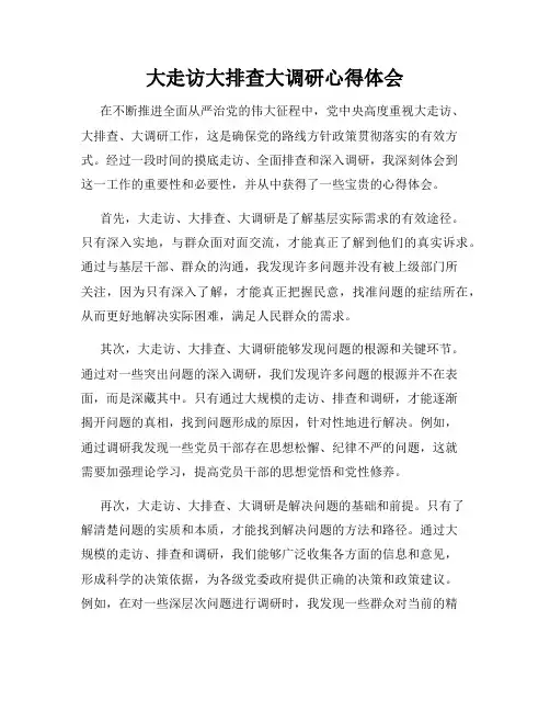 大走访大排查大调研心得体会