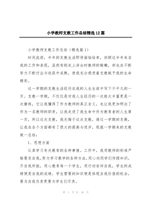 小学教师支教工作总结精选12篇