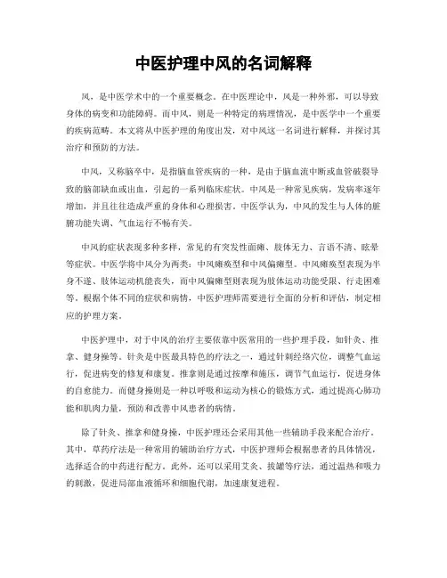 中医护理中风的名词解释