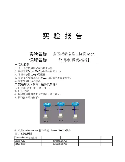 多区域ospf实验报告