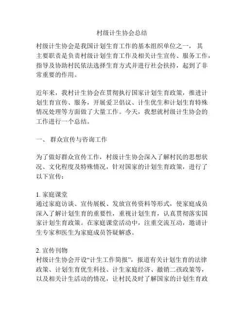 村级计生协会总结