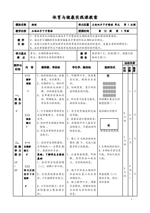 教案模版 高中体育与健康教案水平五