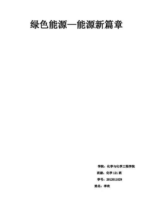 绿色能源结课论文