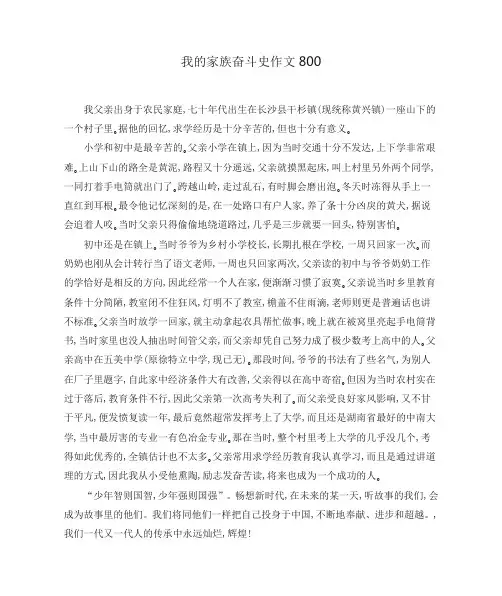 我的家族奋斗史作文800