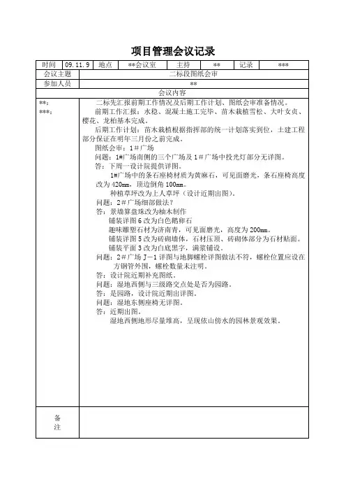 会议记录(图纸会审)