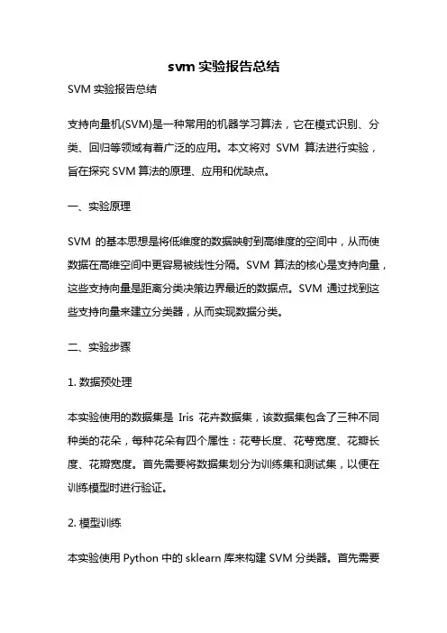 svm实验报告总结